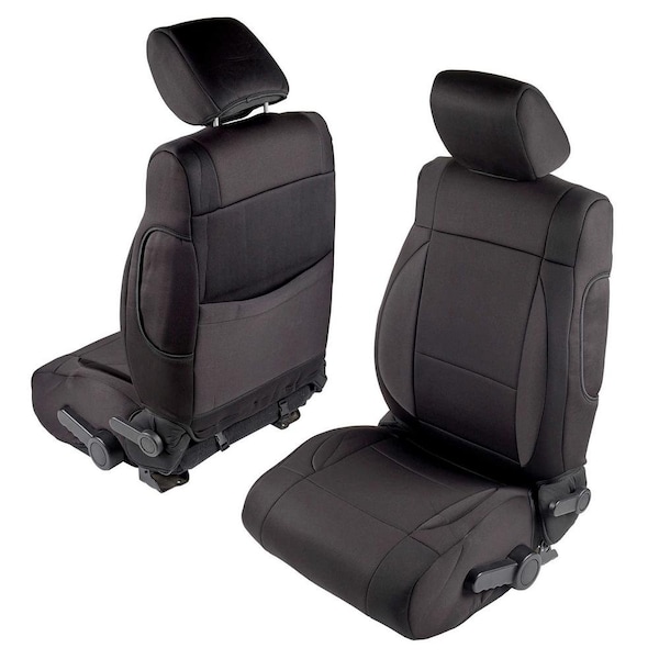 0812 WRANGLER JK 4 DR NEOPRENE FRONT AND REAR SEAT COVER SET; BLACK/BLACK